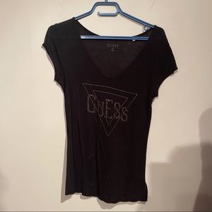 Guess sheer t shirt with rhinestones